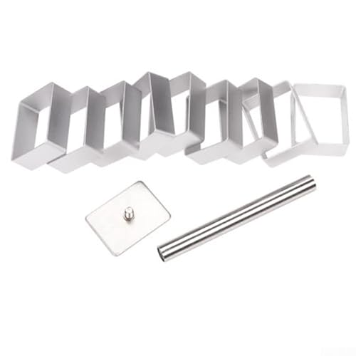 ARMYJY 10er Set Rechteckige Ausstechformen aus Edelstahl Aluminium, Keksausstecher mit Stempel zum Personalisieren ARMYJY 10er Set Rechteckige Ausstechformen aus Edelstahl Aluminium, Keksausstecher mit Stempel zum Personalisieren von ARMYJY
