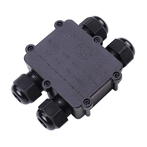 ARMYJY Abzweigdose Kabelmuffe IP68 Wasserdicht Anschluss H Steckdose 4-fach Schwarz Outdoor Elektrische Kabelverbinder Abzweigdose Kit von ARMYJY