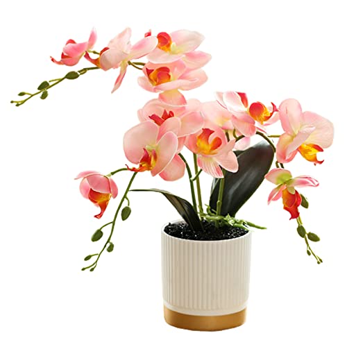 ARMYJY Künstliche Phalaenopsis-Blumen, 33 cm, künstliche Orchidee, Bonsai im Topf, künstliche Blumen für Tisch, Wohnzimmer, Heimdekoration, Rosa von ARMYJY