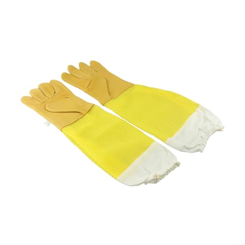 Anti-Bienen-Handschuhe mit Belüftungsgitter aus Schaffell für Komfort und Luftzirkulation beim Umgang mit Bienen (gelb, XXL) von ARMYJY