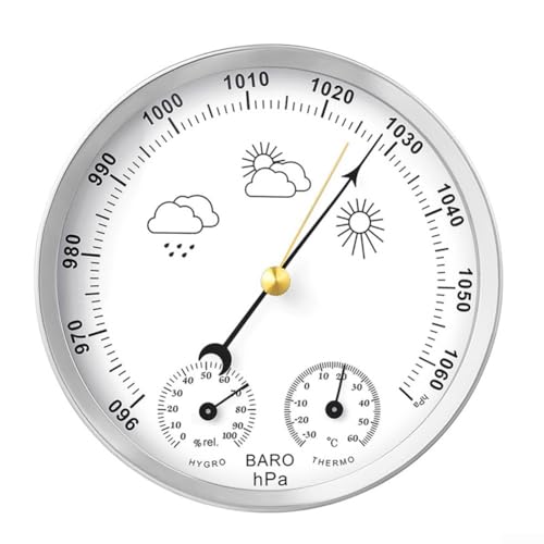 Barometer mit Thermometer-Hygrometer, 3-in-1-Wetterstation, Messung, Edelstahlrahmen, für drinnen und draußen von ARMYJY