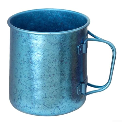 Campingbecher, 450 ml, tragbarer Outdoor-Camping-Topf mit faltbarem Griff, einfache Aufbewahrung für Picknick, Reisen, Wandern (blau) von ARMYJY