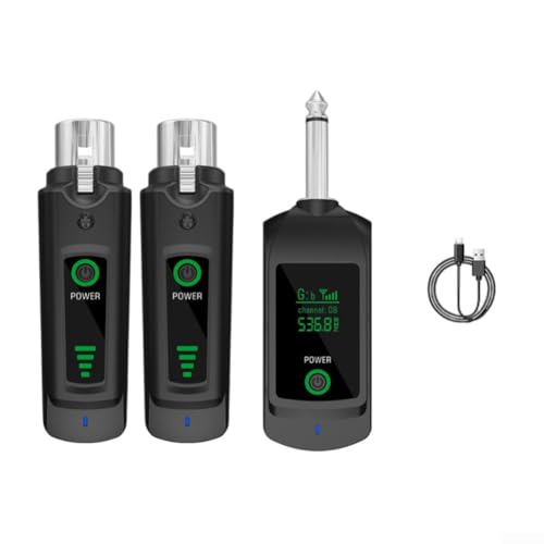Drahtloser Mikrofon-Sender und -Empfänger, wiederaufladbar, stabiles drahtloses Mikrofonsystem für Audio-Geräte (1 in 2) von ARMYJY