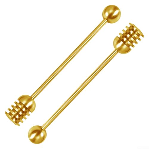 Honiglöffel mit langem Griff, goldfarbener Honigrührlöffel, Edelstahl-Aufkleber für Honig-Nieselregen (2 Stück) von ARMYJY