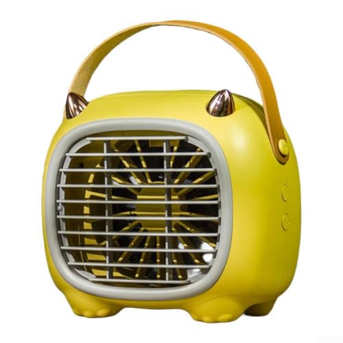 Kompakter Tischventilator, USB-betriebener persönlicher Lüfter mit leisem Betrieb, energieeffizient, kleiner elektrischer Ventilator für Büroarbeitsplatz (gelb) von ARMYJY