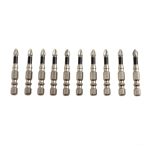 Kreuz Magnetischer Schraubendreher-Bit-Set, 10 Stück, legierter Stahl für Schraubendreher und Bohrer, HRC62, für schwere Aufgaben, PH2 (50 mm) von ARMYJY