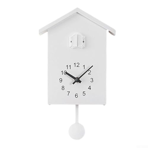 Kuckuck-Wanduhr, Design Uhr, Pendel, Vogelhaus, Wandkunst, Zuhause, einstellbare Lautstärke, batteriebetrieben (weiß) von ARMYJY
