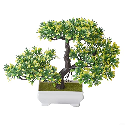 Künstliche Pflanze Bonsai Topf Simulation Kiefer Baum Büro Zimmer Tischdekoration Gelb von ARMYJY