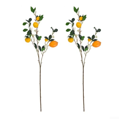 Künstliche Zitronenzweige, 2 Stück, gelbe Zitronen, grüne künstliche Zweige für Küche, Tisch, Dekoration Künstliche Zitronenzweige, 2 Stück, gelbe Zitronen, grüne künstliche Zweige für Küche, Tisch, Dekoration von ARMYJY