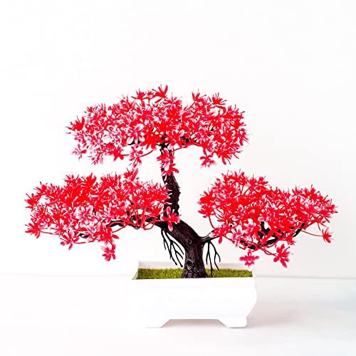 ARMYJY Künstlicher Bonsai-Baum, künstliche Pflanze im Topf, künstliche Bonsai-Pflanze, Heimdekoration für Büro, Hof, Desktop, Pink/Grün/Rot/Orange/Gelb/Violett/Rot von ARMYJY