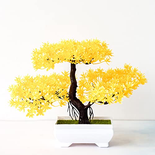 ARMYJY Künstlicher Bonsai-Baum, künstliche Pflanze im Topf, künstliche Bonsai-Pflanze, Heimdekoration für Büro, Hof, Schreibtisch, Gelb von ARMYJY