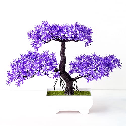 ARMYJY Künstlicher Bonsai-Baum, künstliche Pflanze im Topf, künstliche Bonsai-Pflanze, Heimdekoration für Büro, Hof, Desktop, Violett von ARMYJY