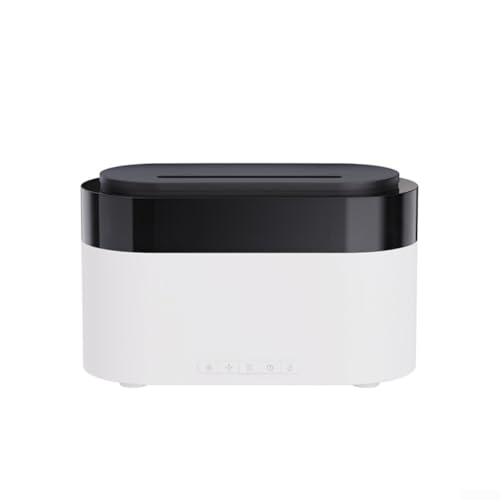 Luftbefeuchter mit künstlicher bunter Flamme, 150 ml Fernbedienung, mit LED-Display und Smart-Uhr für Zuhause, Schlafzimmer (weiß) von ARMYJY