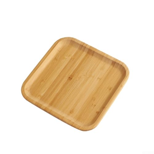 Natürliches Holztablett, quadratische Servierplatte aus Holz, Serviertablett für Frühstück, Abendessen, Essen, für Tee, Kaffee, Kuchen, Obst (20 x 20 x 1,5 cm) von ARMYJY