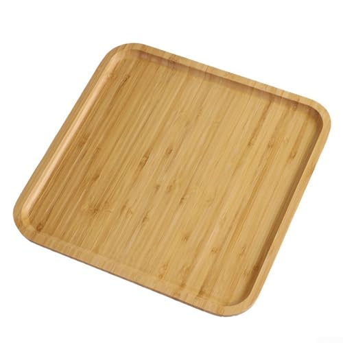 Natürliches Holztablett, quadratische Servierplatte aus Holz, Serviertablett für Frühstück, Abendessen, Essen, für Tee, Kaffee, Kuchen, Obst (30 x 30 x 1,5 cm) von ARMYJY