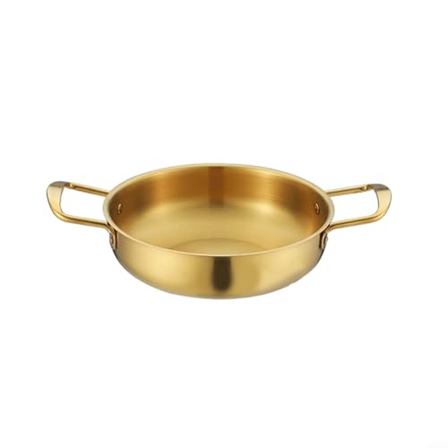 Ramen Nudeltopf mit Griffen, Edelstahl-Pfanne, goldener koreanischer Kochtopf für Suppe/Nudeln/Nudeln, Zuhause und draußen (22 cm) von ARMYJY