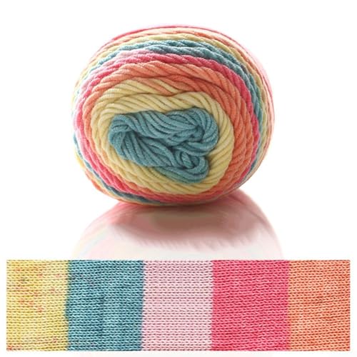 Segmentgefärbtes Bastelgarn, weich, für Regenbogen-Milch-Baumwolle, ideal für Handstricken, Sofakissen und andere kreative Anwendungen (H) von ARMYJY
