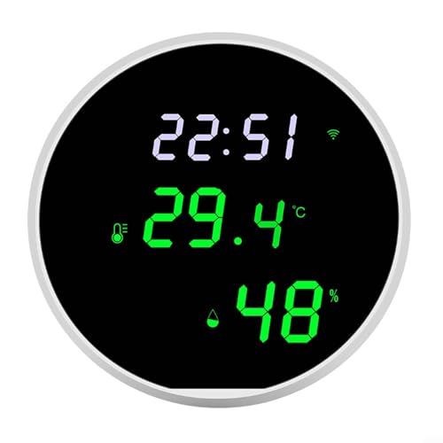 ARMYJY Smart Home WiFi Temperatur- und Luftfeuchtigkeitssensor LED Spiegelbildschirm APP Timing/USB Aufladung von ARMYJY