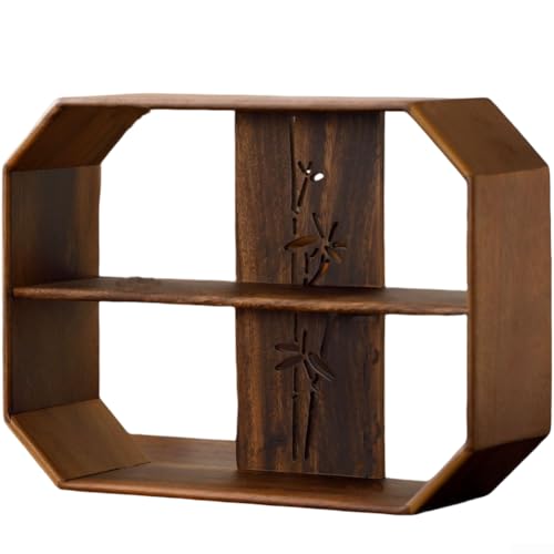 Teeservice aus massivem Holz, hergestellt aus natürlichem Walnussholz, mit Gittermuster und multifunktionalen Fächern für Küchendekoration (28 x 37,8 x 12 cm) von ARMYJY