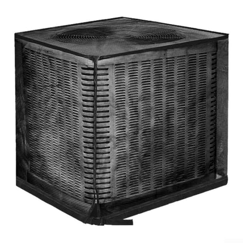 Vollnetz-Klimaanlagenabdeckung, Outdoor, strapazierfähig, PVC-beschichtetes Polyester, Schutzhülle mit verstellbarem Kordelzug, schwarz, 61 x 61 x 76 cm (70 x 70 x 80 cm) von ARMYJY