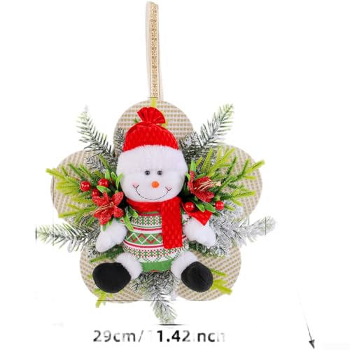 Weihnachtskranz Hängedeko mit Weihnachtsmann und Schneemann Figuren für Türen, Wände oder Bäume aus Stoff, Baumwollfüllung, Kunststoff, Schaumstoff (A) von ARMYJY