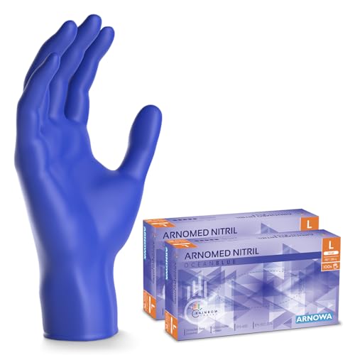 1000 ARNOMED Einweghandschuhe Dunkelblau (10x100 Stk), Einmalhandschuhe L, Nitril Handschuhe Einweg, Nitrilhandschuhe puderfrei, Gummihandschuhe Einweg, Schutzhandschuhe, Handschuhe Nitril S, M, L, XL von ARNOMED
