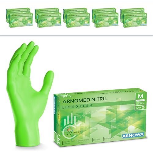1000 Stück ARNOMED Einweghandschuhe Grün, Einmalhandschuhe M, Nitril Handschuhe Einweg, Nitrilhandschuhe puderfrei, Gummihandschuhe Einweg, Schutzhandschuhe, Handschuhe Nitril in XS, S, M, L, XL 1000 Stück ARNOMED Einweghandschuhe Grün, Einmalhandschuhe M, Nitril Handschuhe Einweg, Nitrilhandschuhe puderfrei, Gummihandschuhe Einweg, Schutzhandschuhe, Handschuhe Nitril in XS, S, M, L, XL von ARNOMED