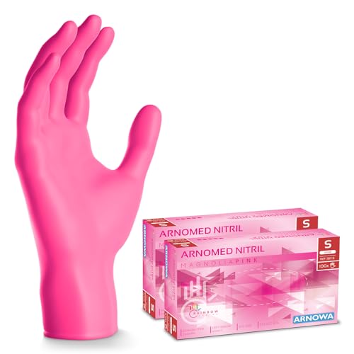1000x ARNOMED Einweghandschuhe Pink 10x100 Stk, Einmalhandschuhe S, Nitril Handschuhe Einweg, Nitrilhandschuhe puderfrei, Gummihandschuhe Einweg Schutzhandschuhe Handschuhe Nitril in XS, S, M, L, XL von ARNOMED