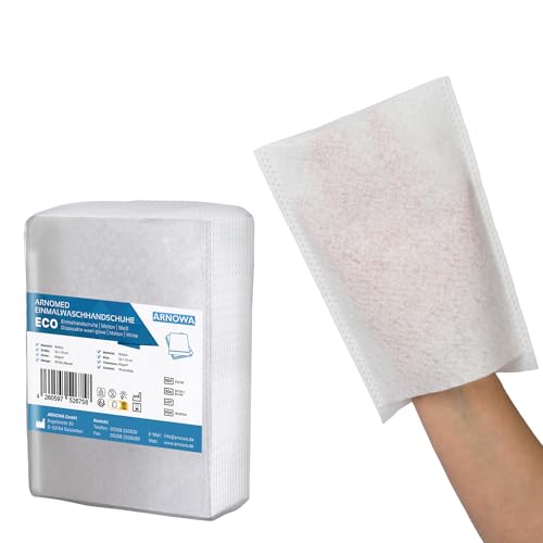 ARNOMED® Einmalwaschlappen aus Molton Eco [200 STÜCK] - Einmal Waschhandschuhe für Erwachsene & Babys - Einweg Waschlappen Weich & Sanft - Waschhandschuhe Einweg - Wegwerf Waschlappen Einweg Lappen von ARNOMED