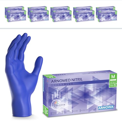2000 Stück ARNOMED Einweghandschuhe Dunkelblau, Einmalhandschuhe M, Nitril Handschuhe Einweg, Nitrilhandschuhe puderfrei, Gummihandschuhe Einweg, Schutzhandschuhe, Handschuhe Nitril in S, M, L, XL von ARNOMED