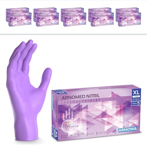2000 Stück ARNOMED Einweghandschuhe Lila, Einmalhandschuhe XL, Nitril Handschuhe Einweg, Nitrilhandschuhe puderfrei, Gummihandschuhe Einweg, Schutzhandschuhe, Handschuhe Nitril in XS, S, M, L, XL von ARNOMED