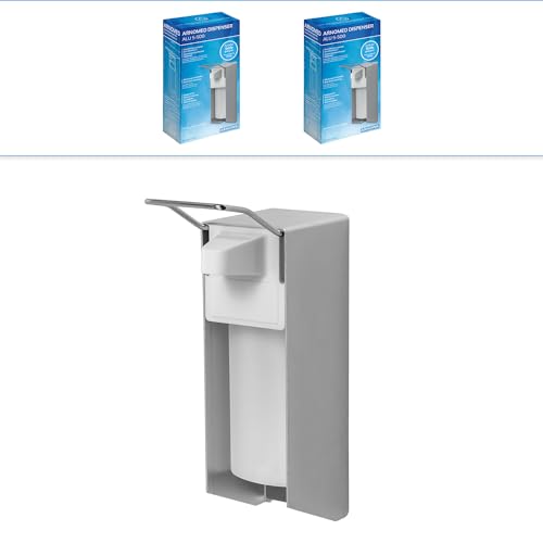 2x ARNOMED Desinfektionsspender Aluminium, Seifenspender kurzer Armhebel für 500ml, Seifenspender zur Wandbefestigung, Eurospender für Desinfektionsmittel, Soap Dispenser, Desinfektionsmittelspender von ARNOMED