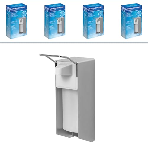 4x ARNOMED Desinfektionsspender Aluminium, Seifenspender kurzer Armhebel für 500ml, Seifenspender zur Wandbefestigung, Eurospender für Desinfektionsmittel, Soap Dispenser, Desinfektionsmittelspender von ARNOMED