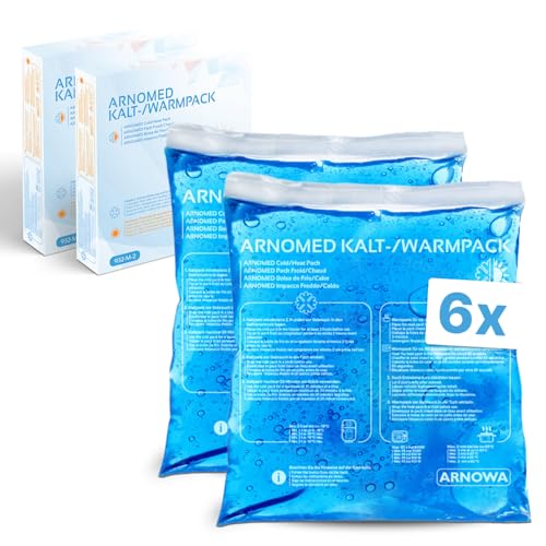 6x ARNOMED® Mehrweg Kühlpacks Gel 13x14cm, Kalt Warm Kompresse wiederverwendbar & mikrowellengeeignet, Kühlpads aus Gel, Kühl Gelpads, Coolpacks, Cooling Pads, Kühlkissen, Kältekompresse von ARNOMED