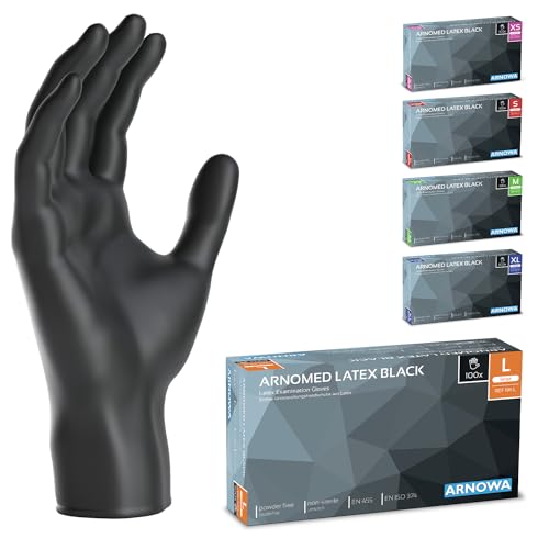 ARNOMED 100x Einweghandschuhe L, Latexhandschuhe Schwarz (1x100 Stk) Einweghandschuhe puderfrei, Handschuhe Latex Einweg, Putzhandschuhe, Latex Handschuhe, Einmal-/Einweg-Handschuhe XS, S, M, L & XL ARNOMED 100x Einweghandschuhe L, Latexhandschuhe Schwarz (1x100 Stk) Einweghandschuhe puderfrei, Handschuhe Latex Einweg, Putzhandschuhe, Latex Handschuhe, Einmal-/Einweg-Handschuhe XS, S, M, L & XL von ARNOMED