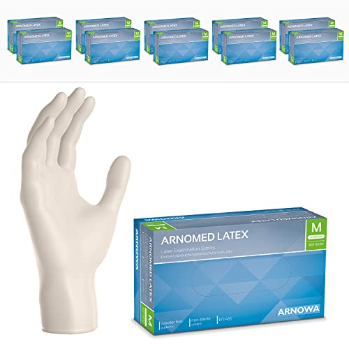 1000x ARNOMED Einweghandschuhe M, Latexhandschuhe Weiß (10x100 Stk), Einweghandschuhe puderfrei, Handschuhe Latex Einweg, Putzhandschuhe, Latex Handschuhe, Einmal-/Einweg-Handschuhe XS, S, M, L & XL 1000x ARNOMED Einweghandschuhe M, Latexhandschuhe Weiß (10x100 Stk), Einweghandschuhe puderfrei, Handschuhe Latex Einweg, Putzhandschuhe, Latex Handschuhe, Einmal-/Einweg-Handschuhe XS, S, M, L & XL von ARNOMED