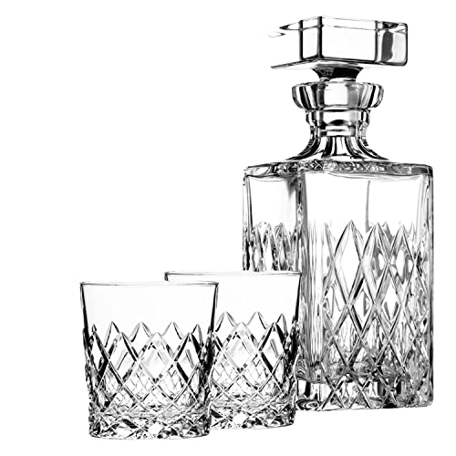ARNSTADT KRISTALL Exklusives Whisky Geschenk für Männer - Kristallkaraffe + 2 Whiskygläser : mundgeblasen handgeschliffen von ARNSTADT KRISTALL