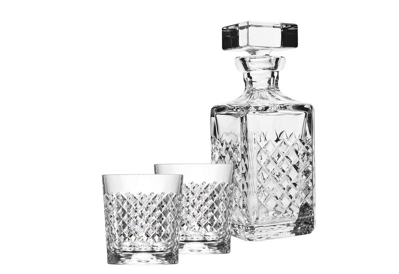 ARNSTADT KRISTALL Karaffe Whisky Geschenk Karo (3-teilig) Kristallglas mundgeblasen & von Hand g von ARNSTADT KRISTALL