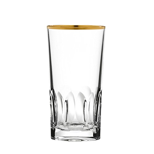 ARNSTADT KRISTALL Longdrinkglas Wasserglas Saftglas Harmony Gold (14 cm) - Kristallglas mundgeblasen · handgeschliffen · Handmade in Germany · inkl. 24 Karat Goldrand von ARNSTADT KRISTALL