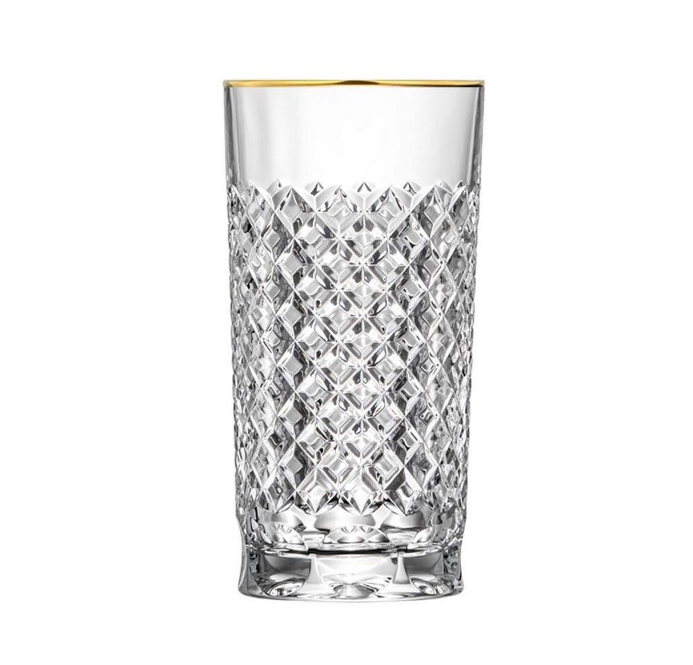 ARNSTADT KRISTALL Longdrinkglas Longdrinkglas Karo Gold (14 cm) - Kristallglas mundgeblasen · handgesc von ARNSTADT KRISTALL