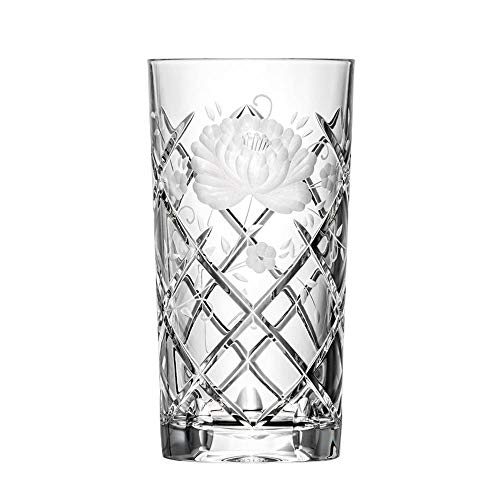 ARNSTADT KRISTALL Longdrinkglas Wasserglas Sunrose (14 cm) - Kristallglas mundgeblasen · handgeschliffen · Handmade in Germany von ARNSTADT KRISTALL