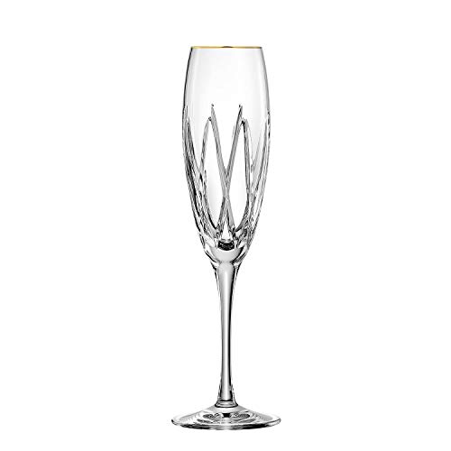 ARNSTADT KRISTALL Sektglas London Gold (25 cm) - Kristallglas mundgeblasen · von Hand geschliffen · Handmade in Germany · inkl. 24 Karat Goldrand von ARNSTADT KRISTALL