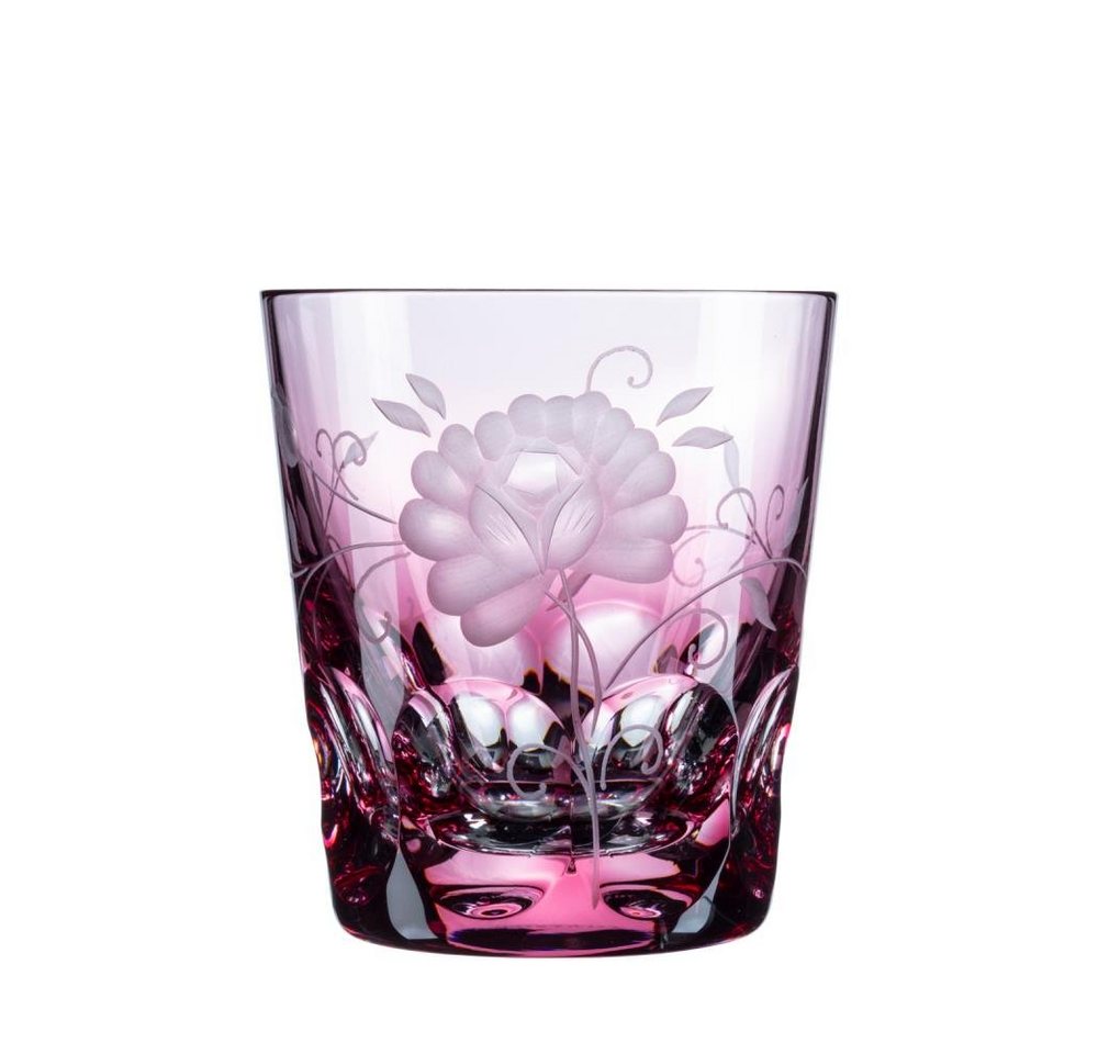 ARNSTADT KRISTALL Tumbler-Glas Becher Trinkglas Whiskyglas Rose rosa (9,5cm) Kristallglas mundgeblase von ARNSTADT KRISTALL