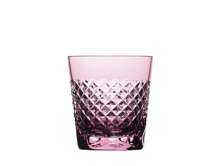 ARNSTADT KRISTALL Tumbler-Glas Trinkglas Becher Karo rosalin (8,5cm) Kristallglas mundgeblasen · hand, rosa von ARNSTADT-KRISTALL