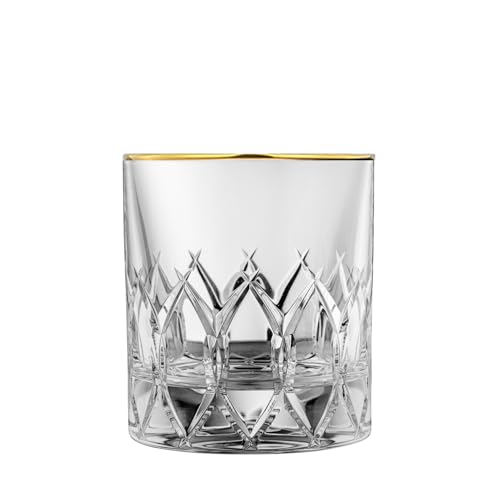 ARNSTADT KRISTALL Whiskyglas Eclipse Gold klar (9 cm) - Kristallglas mundgeblasen · handgeschliffen · Handmade in Germany · 24 Karat Goldrand von ARNSTADT KRISTALL