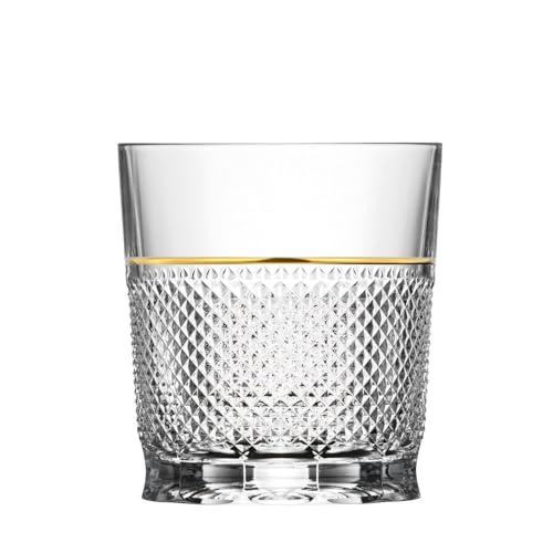 ARNSTADT KRISTALL Whiskyglas Kristallglas Oxford Gold Raia (9 cm) Handmade in Germany Mundgeblasen Mit 24 Karat Goldrand von ARNSTADT KRISTALL