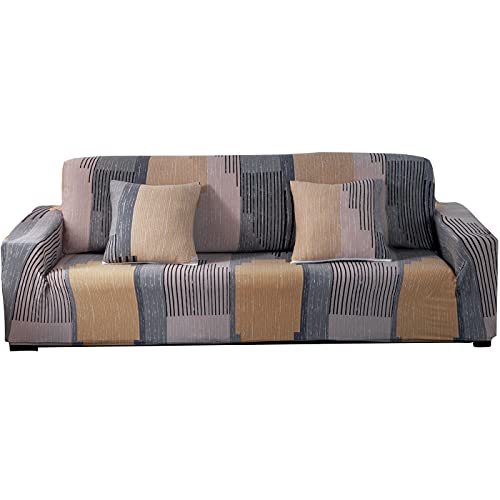 ARNTY Sofabezüge, Moderne Elastischer Sofabezug Stretch 1/2/3/4 Sitzer Couchbezug Antirutsch Blumendruck Sofahusse für Couch Möbelschutz(Bunte-Linien, 1 Sitzer Sofabezüge:90-140cm) von ARNTY