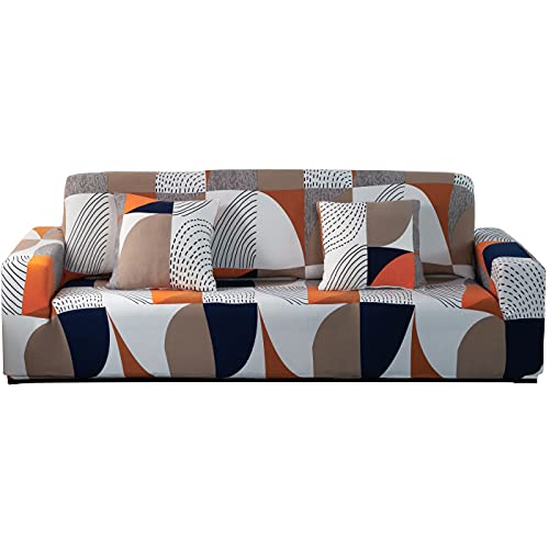 ARNTY Sofabezüge, Moderne Elastischer Sofabezug Stretch 1/2/3/4 Sitzer Couchbezug Antirutsch Blumendruck Sofahusse für Couch Möbelschutz(Bunt-Geometrisches Muster, 1 Sitzer Sofabezüge:90-140cm) von ARNTY