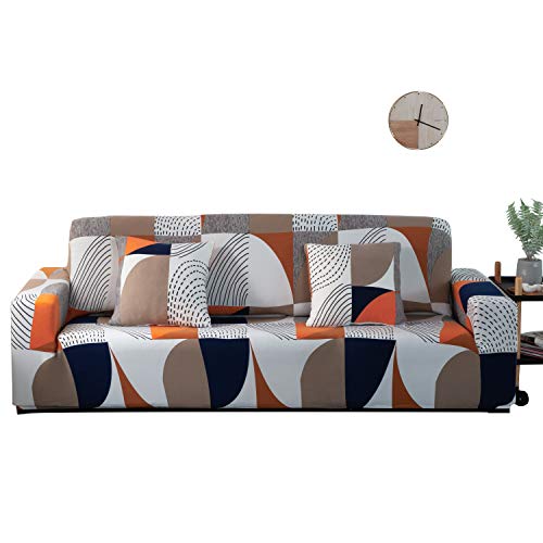 ARNTY Sofabezüge, Moderne Elastischer Sofabezug Stretch 1/2/3/4 Sitzer Couchbezug Antirutsch Blumendruck Sofahusse für Couch Möbelschutz(Bunt-Geometrisches Muster, 2 Sitzer Sofabezüge:141-180cm) von ARNTY