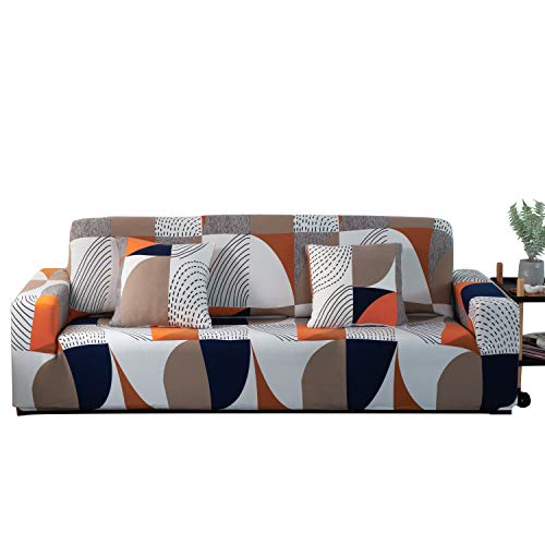 ARNTY Sofabezüge, Moderne Elastischer Sofabezug Stretch 1/2/3/4 Sitzer Couchbezug Antirutsch Blumendruck Sofahusse für Couch Möbelschutz(Bunt-Geometrisches Muster, 3 Sitzer Sofabezüge:181-230cm) von ARNTY